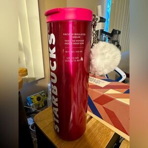 Starbucks holiday cup 2023 pink with white Pom 16oz NEW